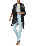 Angie womens Angie Women's Burnout Velvet Kimono Transitional Jacket, Black, One Size US