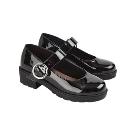 Girls Black Patent Mary Jane School Shoes Cover