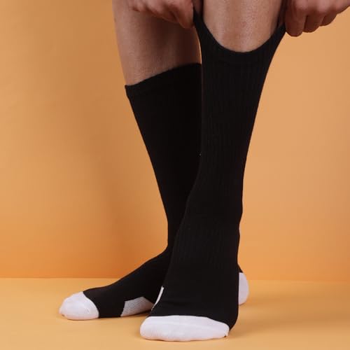 5 Pair Pure Premium Cotton Pairs, Migh Ankle Calf Length, Free Size, Sports Edition Socks, Casual Design, For Men- Stretchable Free Size Anti Odur Sweat Free Anti Slip3