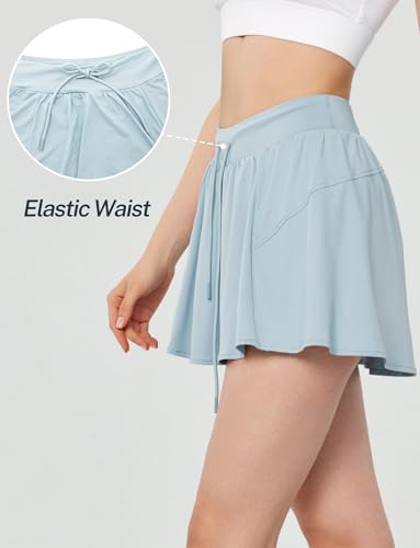Taille haute avec cordon de serrage poches jupes de tennis légères pour l'été - 5