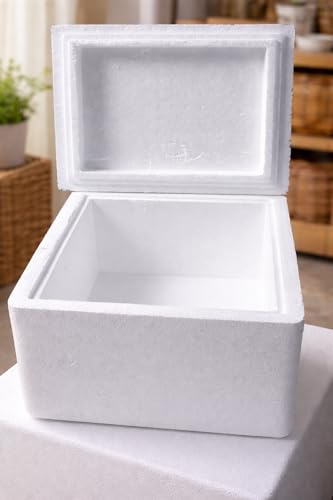 Image of 15 Litre EPS Insulated Ice Box | Lightweight Expanded Polystyrene (EPS) Thermal Cooler | Reusable Insulated Cooler | Food, Fish & Vaccine Storage Box (15, litres)
