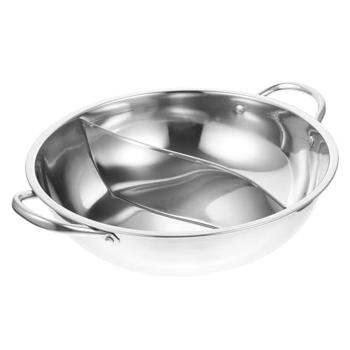 ERINGOGO ステンレス製仕切り付き??火鍋 両用火鍋鍋 電磁調理器対応 ガスコンロ適合 家用多機能鍋 均一加熱 軽量実用調理器具