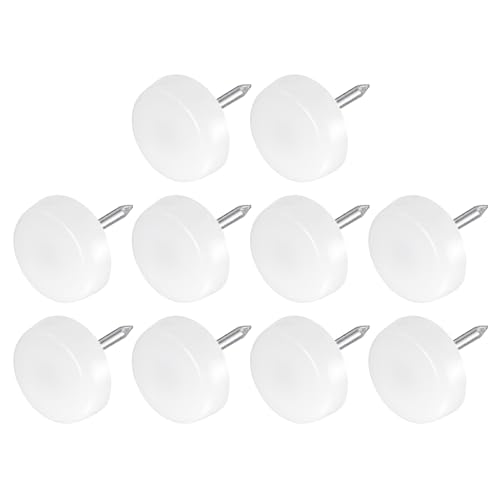 METALLIXITY Piedini per Mobili con Chiodo (14mm/0,55') 80pz, Tappi Scorrevoli Rotondi in Plastica per Sedie Mobili - per Sedie Divani Cursori per Mobili Cuscinetti Protettivi, Bianco