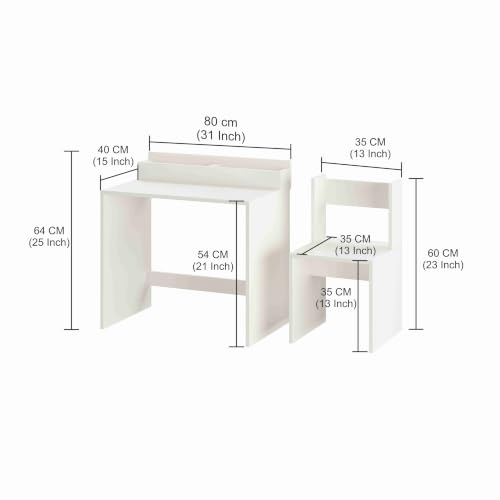 Image of FURNEASER Jasper Medium Size School Desk DIY, Table Chair Set for Kids, (80x40cm) (Exotic Teak & White)