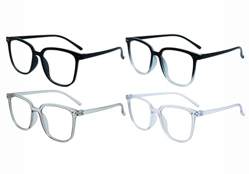 Image of 4pack Blue Light Blocking Glasses,Fashion Glasses for Non Prescription Glasses Clear Lens Eyeglasses (4pack Black+blackclear+clear+gray)