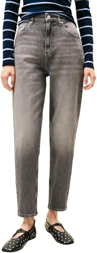 Jean Femme Mom Tommy Jeans Taille Haute et Toile Robuste Gris Grey