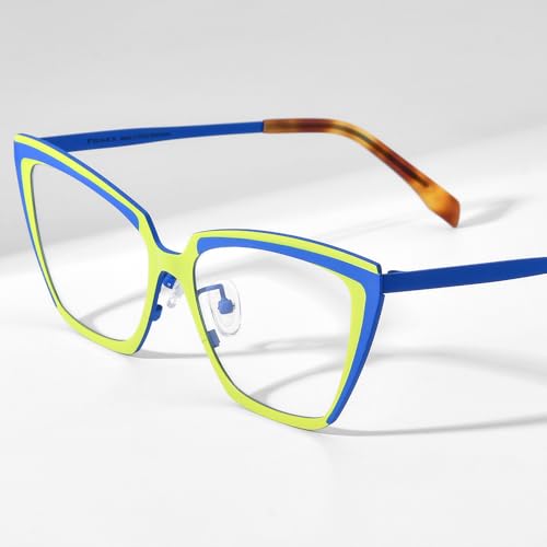 Image of FONEX Colorful Pure Titanium Glasses Frame Women Retro Round Eyeglasses