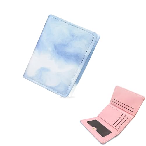 Woman Wallets, Leather Trifold Card Wallets Multifunction Rfid Blocking Wallet Slim with Snap for Storing Cash Credit Card (Light blue)