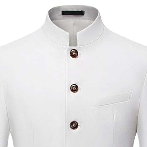 Men's Chinese Style Slim Fit Blazers Solid Color Business Traditional Suit Jacket Mandarin Collar Dress Sport Coat2