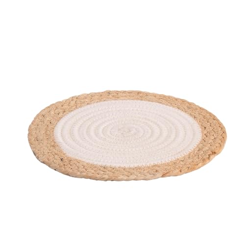 Image of DENOVA Cotton Rope Trivet for Hot Pots and Pans (Cream & Jute Line (Pack of 2)