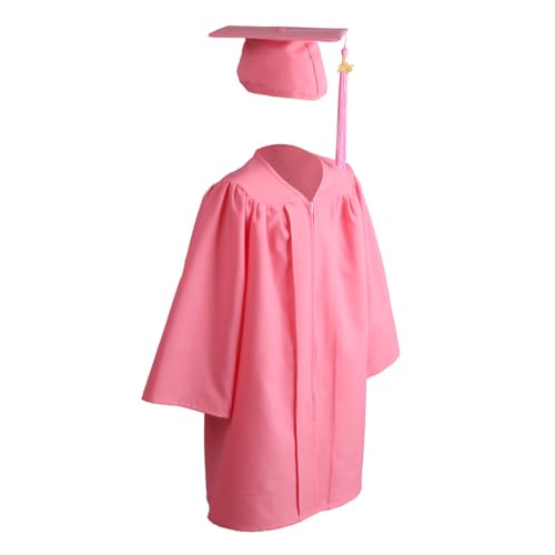 OSBO GradSeason Unisex Matte Kindergarten Graduation Gown Cap Tassel Set 2026 (Pink 33(40-42))