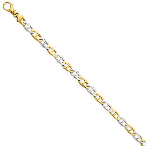 14k Two Tone Yellow Gold 6.5mm Hand Link Bracelet 8.25 Inch Chain Fancy H Lk Style Fine Jewelry For Women Gifts For Her 14k Two Tone Yellow Gold 6.5mm Hand Link Bracelet 8.25 Inch Chain Fancy H Lk Style Fine Jewelry For Women Gifts For Her - Image 8
