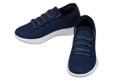 Image of CALTO Men's Invisible Height Increasing Elevator Shoes - Blue /Grey Ultra Lightweight Sporty Sneakers - 2.4 Inches Taller - Q084 - Size 6 D(M) US