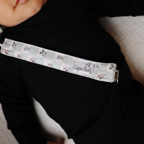 Image of Copper Pearl 3-Pack Pacifier Holders: Premium Knit Binky Clips for Baby Girls and Boys - Stylish Stainless Steel Design for Secure No-Drop Attachment - Mickey Mouse & Friends