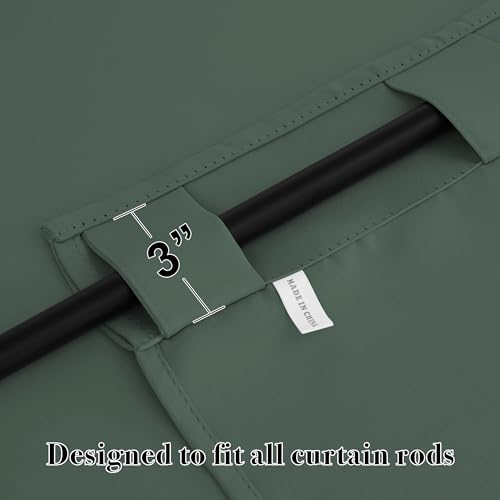 RYB HOME Blackout Curtains for Bedroom, Small Windows Shades Thermal Insulating Privacy Drapes for Living Room Classroom Kitchen Bathroom Dining, Wide 42 x Long 36 inch, Dark Green, 2 Panels