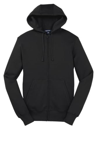 SPORT-TEK Unisex Full Zip Hooded Sweatshirt, Black, X-Small