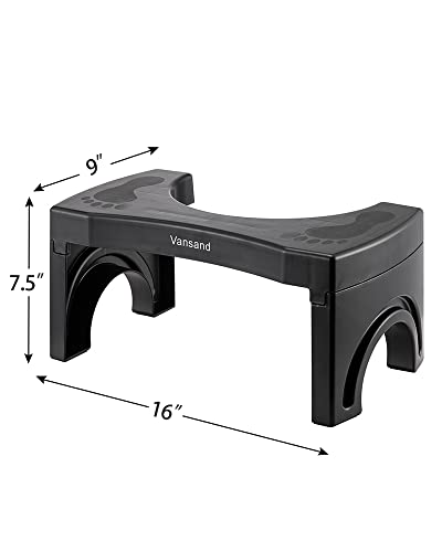 Vansand Toilet Stool,Folding Squatting Potty Poop Stool, Toilet Auxiliary Step,7.5Inch Height (Black) #TOP2