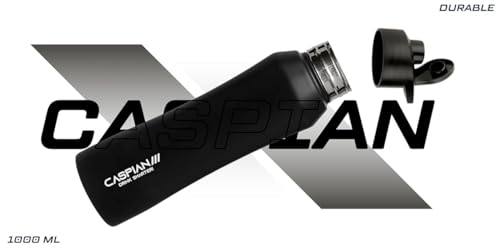 Image of CASPIAN / / / Trek Customised Stainless Steel Water Bottle 1L, Religious Symbol Print with Name - Spiritual Personalised Bottle for Temple, Office, Yoga & Corporate Gifting (Black)
