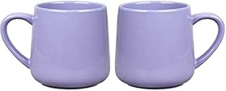 Bosmarlin Glossy Ceramic Coffee Mugs Set of 2, Tea Cup for Office and Home, 18 oz, Suitable for Dishwasher and Microwave(Purple, 2)