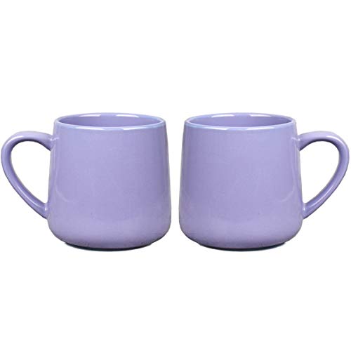 Bosmarlin Glossy Ceramic Coffee Mugs Set of 2, Tea Cup for Office and Home, 18 oz, Suitable for Dishwasher and Microwave(Purple, 2)