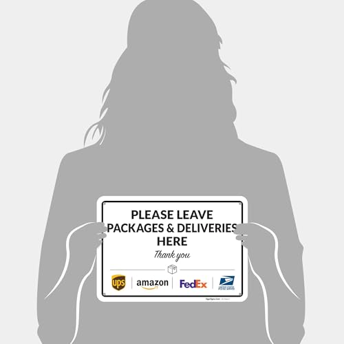 Image of Package Delivery Sign, 10x7 Inches, Rust Free Aluminum, Fade Resistant, Made in USA