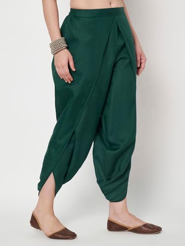 Image of 9rasa Women's Cotton Solid Harem Dhoti Pants for Casual FusionWear Workwear