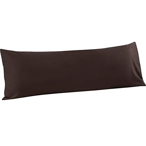 FLXXIE Body Pillow Cover - Super Soft Microfiber 20x54 Body Pillow Case - Envelope Closure, Wrinkle, Stain Resistant Dark Brown Body Pillow Cover, 20x54, Dark Brown