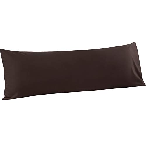 FLXXIE 1 Pack Microfiber Body Pillow Case, 1800 Super Soft Pillowcase with Envelope Closure, Wrinkle, Fade and Stain Resistant Pillow Cover, 20x54, Dark Brown