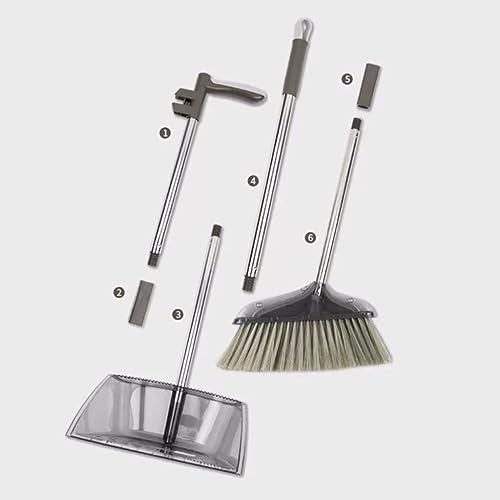 SMDLG Komfortabel Stehendes Besen- und Kehrschaufel-Set, Edelstahl, Langer Griff, selbstreinigend, mit Kehrschaufelzähnen Praktisch – Bild 8