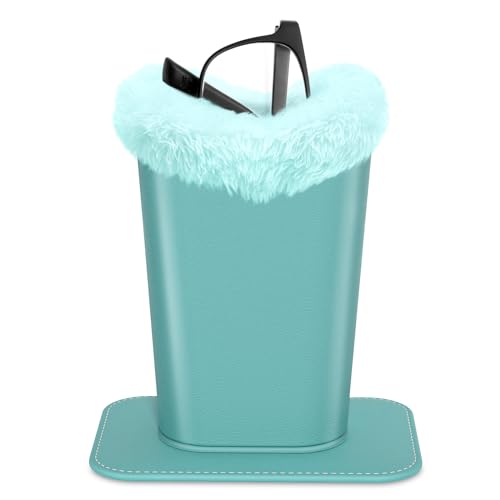 Image of Eyeglasses Holder,Plush Lined PU Leather Pattern Stand Case with Magnetic Base,Unisex for Women Men