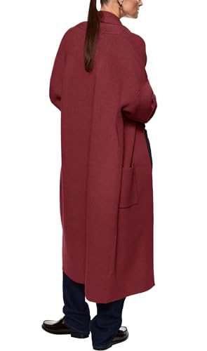 Image of Womens Long Sleeve Maxi Cardigan Open Front Oversized Knitted Sweater Coat Casual Lapel Warm Overcoat with Pockets