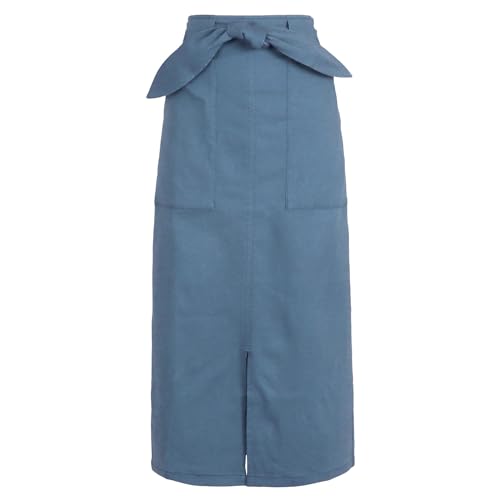 [神戸レタス] タイトスカート ナロースカート レディース ウエストゴム 会社 オフィスカジュアル 動きやすい [M2394] XL ロング デニム風ライトブルー（Amazon）