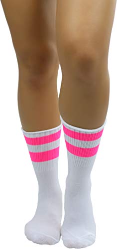 Image of ToBeInStyle Women's Acrylic Ankle Hi With Double Stripe Top Crew Fun Athletic Socks