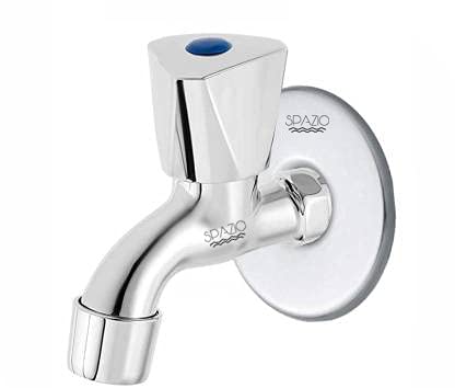 SPAZIO Stainless Steel Trio Collection Bib Cock Tap Bathroom Tap Foam Flow Water with Wall Flange Chrome Plated, Brass Disc, Pack of 1 (B097BVJJ8J) Amazon Price History, Amazon Price Tracker