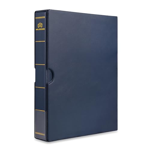 Empty Stamp Albums Stockbook for Professional Collectors, Classic Binder with Slipcase (Blue)