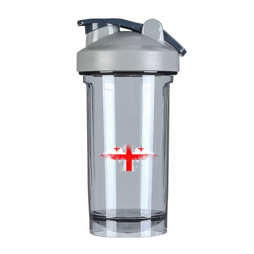 Georgia Georgians Flag 18 Ounce Shaker Bottle Drink Mixer Leak-proof Pre Workout Protein Shakes Meal Replacement Shakes Bottles 500ML/18 Oz Gray