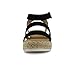 Soda BRYCE-2 Kids/Children/Girls Open Toe Two Bands Espadrille Jute Platform Wedge Casual Fashion Flatform Sandals with Buckle Ankle Strap (4 (BIG KID), BLACK NUBUCK, numeric_4)