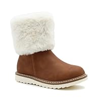 Girls Winter Ankle Boots Kids Fur Lined Snow Boots with Zip | Faux Leather Warm Fluffy Fashion Shoes for Girls | Comfortable Memory Foam Insole | Sizes UK 8–2