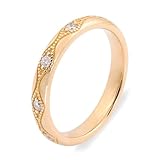 Lirzxin Bagues en or 750 18 carats pour femme - Bagues de fiançailles - Bagues d'amitié - Design losange - Avec moissanite ronde - Or jaune, 62 (19.7), or jaune 9 carats, Moissanite