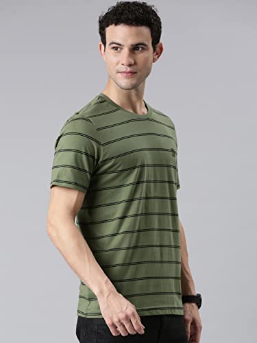 Image of F A S O Men's T-Shirt - Super Soft Combed Cotton Rich Fabric Sporty Striped Design Customized Comfort Fit