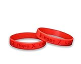Red AIDS/HIV Awareness Bracelets- Red Ribbon AIDS/HIV Awareness Silicone Bracelets for Adults (Pack...