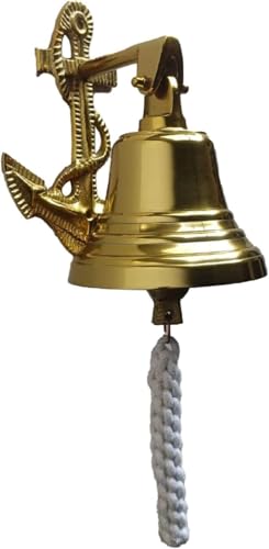 Grande sonnette d'appel murale Anchor en laiton poli avec support ultra robuste - 2