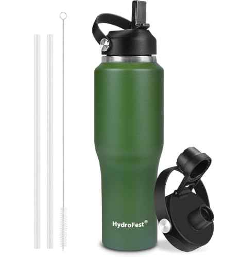 Image of 32oz Water Bottle Insulated with Straw,Leak Proof Water Bottles，Mens Water Bottle Stainless Steel for Gym,Hiking,Travel，Sport,1 Liter,Bpa free