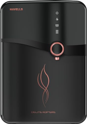 Havells Delite Kop'ere Water Purifier (Black), RO+UV+pH Balance, ...
