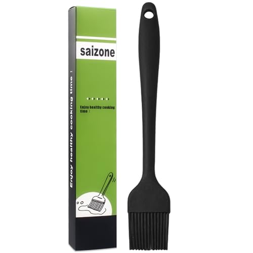 21cm Silikon Backpinsel Basting Gebäckbürste Grillbürste Gebäck Kochbürste Öl Backbürsten Hitzebeständige Küche Pinsel Lebensmittel Spülmaschinengeeignet Backbürste Farbe schwarz