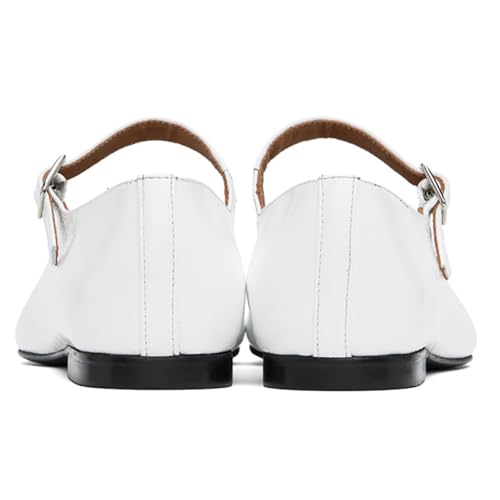 SHODENSE Women Round Toe Mary Jane Flats Ankle Strap Flat Shoes Cut Out Casual 2 inch Flat Heel Mary Jane Shoes Patent Walking Drive Flats Comfortable Daily Street Party 4-11 M US4