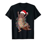 Photo Gallery christmas lights otter wearing xmas hat - cute otter lover maglietta Photo Gallery christmas lights otter wearing xmas hat - cute otter lover maglietta
