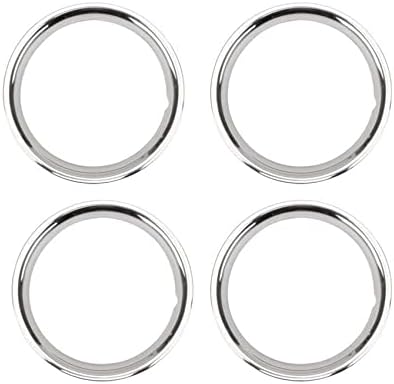 Speedway Motors 15 Inch Stainless Steel Wheel Beauty Rings, Smooth Trim Ring Set of 4 for 15 Inch Steel Wheels, Polished Classic Style Wheel Trim Accessories