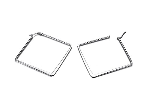 Stainless Steel Oversize Square-shaped Polished Simple Plain Geometric Hoop Earrings for Women Girl3