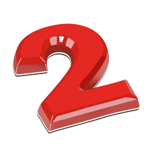 Image of DNA Motoring EM-L-LETTER-2-RD Red Letter Number Decal Emblem Badge Sticker for Auto Car Truck Motorcycle Logo - 2